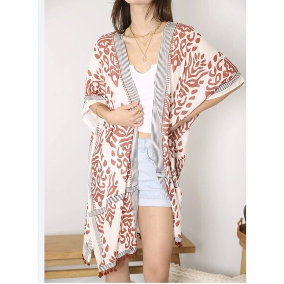 Dokotoo Boho Print Kimono Tassel Casual Cardigan Loose Cover up fashion - Picture 1 of 10